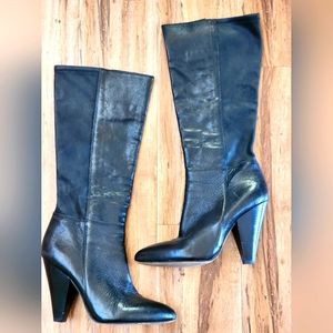 Vince Camuto black leather mid calf boots